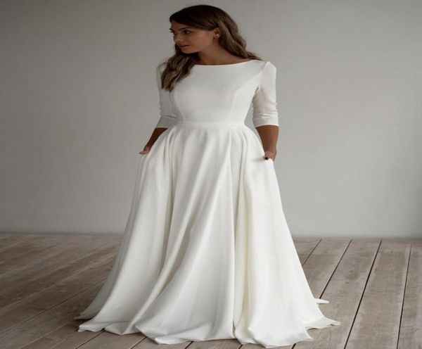 2020 aline crepe modest wedding dress long sleeves pockest sweep train simple elegant informal boho bridal gowns sleeved custom m8526193, White
2020 aline crepe modest wedding dress long sleeves pockest sweep train simple elegant informal boho bridal gowns sleeved custom m8526193, White