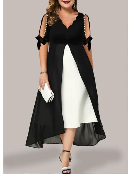 plus size dresses plus size chiffon panel contrast dress woman summer white and black high waist maxi long dress fake 2 pieces elegant dress
plus size dresses plus size chiffon panel contrast dress woman summer white and black high waist maxi long dress fake 2 pieces elegant dress