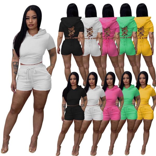 women tracksuits two pieces set designer shorts sets summer 2 piece women outfit short sleeve hollow out bandage hoodie shirt and shorts mat, Gray
women tracksuits two pieces set designer shorts sets summer 2 piece women outfit short sleeve hollow out bandage hoodie shirt and shorts mat, Gray