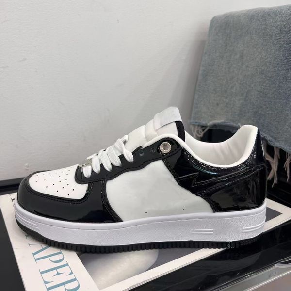 fashion men women casual sneaker shoes designer low cut lace-up patent leather flats trainers zapatos skateboard sports shoes 36-44, Black
fashion men women casual sneaker shoes designer low cut lace-up patent leather flats trainers zapatos skateboard sports shoes 36-44, Black