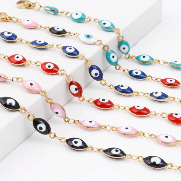 anklets classic 304 stainless steel religious anklet gold color link chain multicolor enamel evil eye jewelry gifts 22cm(8 5/8") long g, Red;blue
anklets classic 304 stainless steel religious anklet gold color link chain multicolor enamel evil eye jewelry gifts 22cm(8 5/8") long g, Red;blue