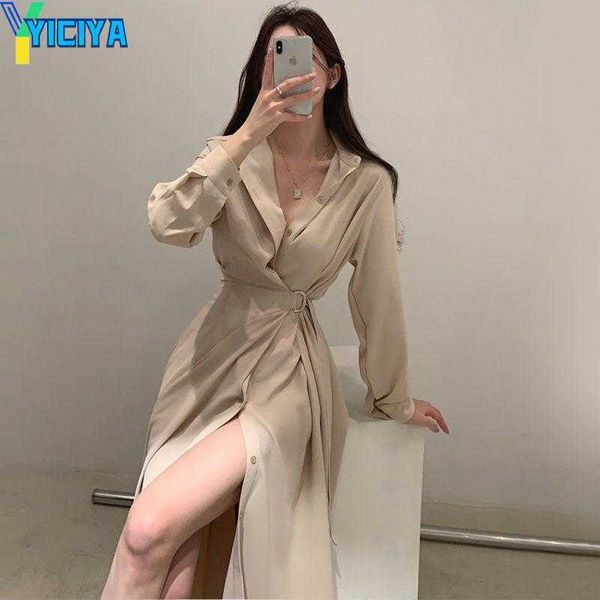 yiciya casual dresses 2023 spring and summer solid color dress polo neck for women elegant long sleeves midi a-line belt, Black;gray
yiciya casual dresses 2023 spring and summer solid color dress polo neck for women elegant long sleeves midi a-line belt, Black;gray