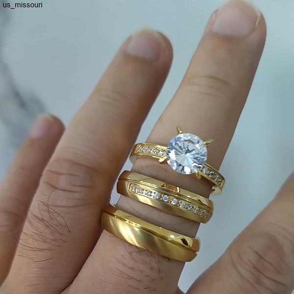band rings 3pcs wedding engagement rings set for men women cz moissanite diamond ladies gents i love you couple 18k gold plated eheringe j23, Silver
band rings 3pcs wedding engagement rings set for men women cz moissanite diamond ladies gents i love you couple 18k gold plated eheringe j23, Silver