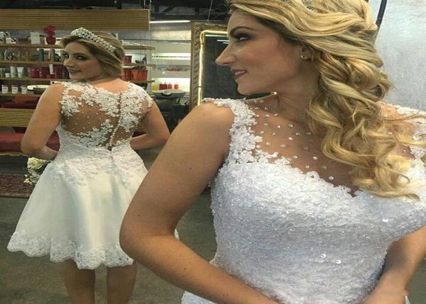 elegant sleeveless short wedding dresses 2020 knee length tank bridal gowns beaded appliqued short beach bride dress 7068601, White
elegant sleeveless short wedding dresses 2020 knee length tank bridal gowns beaded appliqued short beach bride dress 7068601, White