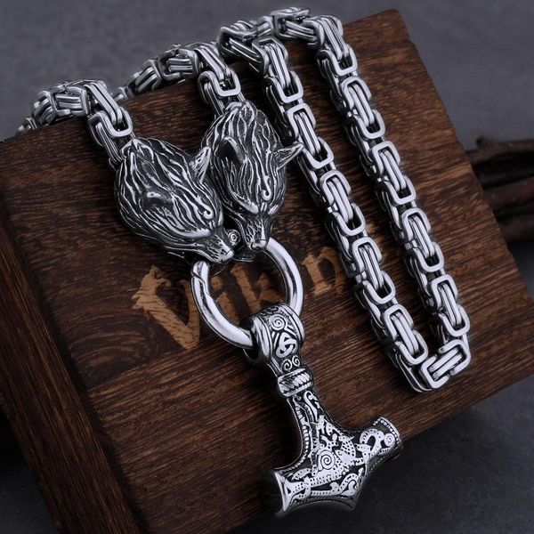 necklaces men's stainless steel viking celtic wolf amulet thor's hammer necklace set retro trend jewelry accessories gift, Silver
necklaces men's stainless steel viking celtic wolf amulet thor's hammer necklace set retro trend jewelry accessories gift, Silver