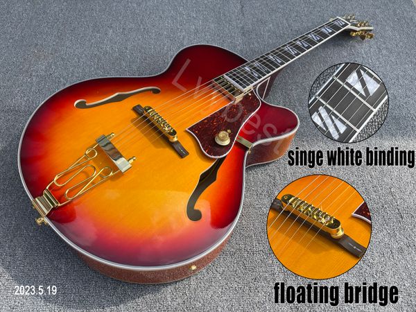 hollow body jazz electric guitar cherry burst red tortoise pickguard 1 volume split block inlay long tail floating neck pickup g
hollow body jazz electric guitar cherry burst red tortoise pickguard 1 volume split block inlay long tail floating neck pickup g