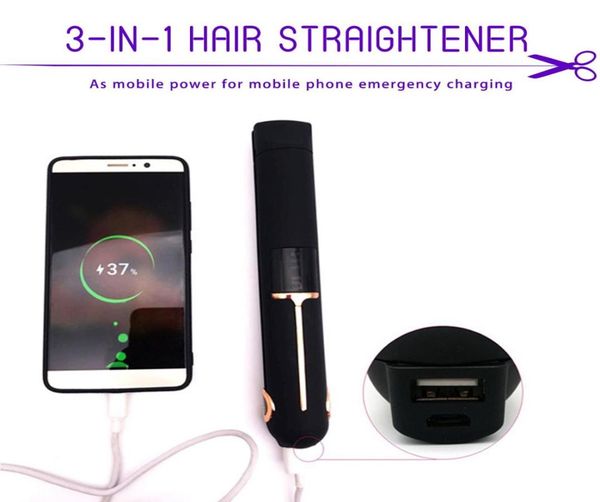 3in1 cordless hair straightener usb recharging curler fast heating 3d floating board led display hair flat iron power bank9311334, Black
3in1 cordless hair straightener usb recharging curler fast heating 3d floating board led display hair flat iron power bank9311334, Black
