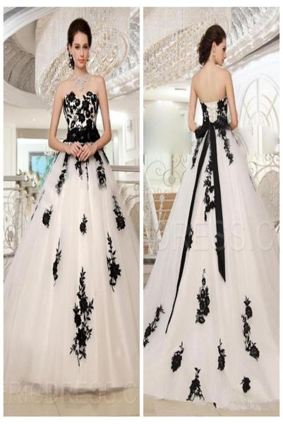 2019 sweetheart lace appliques white and black gothic wedding dresses lace up back bridal gowns ribbon long garden vestidos de mar3012438
2019 sweetheart lace appliques white and black gothic wedding dresses lace up back bridal gowns ribbon long garden vestidos de mar3012438