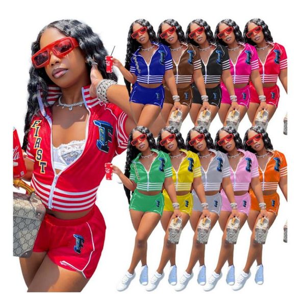 2023 designer women tracksuits summer baseball sports outfits ladies two piece shorts set letter printed short sleeve zipper up t shirt and, Gray
2023 designer women tracksuits summer baseball sports outfits ladies two piece shorts set letter printed short sleeve zipper up t shirt and, Gray