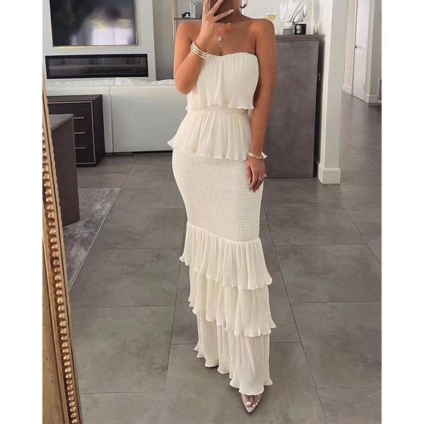 2023 european and american design fashion new spring/summer vacation bra tie ruffle edge long dress, Black;gray
2023 european and american design fashion new spring/summer vacation bra tie ruffle edge long dress, Black;gray