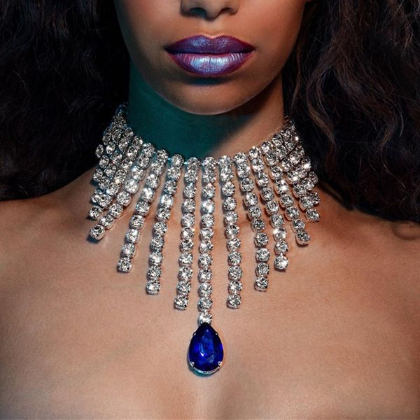 necklaces fashion shiny rhinestone tassel drops choker necklaces for women statement luxury big crystal collar necklace wedding jewelry, Silver
necklaces fashion shiny rhinestone tassel drops choker necklaces for women statement luxury big crystal collar necklace wedding jewelry, Silver