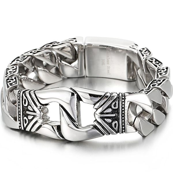 bangle heavy stainless steel man bracelet homme 18mm curb link chain men's bracelets for men on hand bands totem viking jewelry engrave, Black
bangle heavy stainless steel man bracelet homme 18mm curb link chain men's bracelets for men on hand bands totem viking jewelry engrave, Black