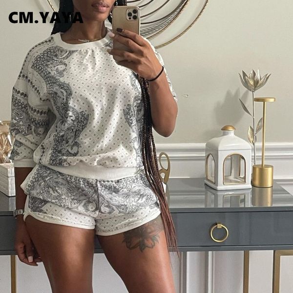 women s two piece pants cm yaya women paisley 2 set classic sweatshirt and shorts active matching outfits yoga sport tracksuit sweatsuit 230, White
women s two piece pants cm yaya women paisley 2 set classic sweatshirt and shorts active matching outfits yoga sport tracksuit sweatsuit 230, White