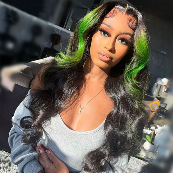 highlight green lace front human hair wigs 13x1 t part ombre colored body wave lace frontal wig remy pre plucked fashion amazing softly 150%, Black;brown
highlight green lace front human hair wigs 13x1 t part ombre colored body wave lace frontal wig remy pre plucked fashion amazing softly 150%, Black;brown