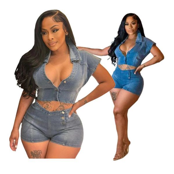 2023 women denim jumpsuits fashion casual rompers short sleeve shorts summer clothes 9878, Black;white
2023 women denim jumpsuits fashion casual rompers short sleeve shorts summer clothes 9878, Black;white