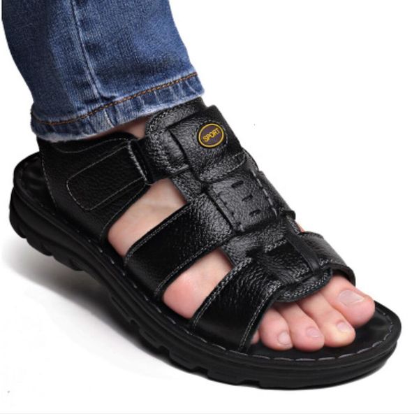 sandals men genuine leather sandals summer men shoes open-toed slippers soft sandal men roman comfortable outdoor beach walking footwear 230, Black 
sandals men genuine leather sandals summer men shoes open-toed slippers soft sandal men roman comfortable outdoor beach walking footwear 230, Black