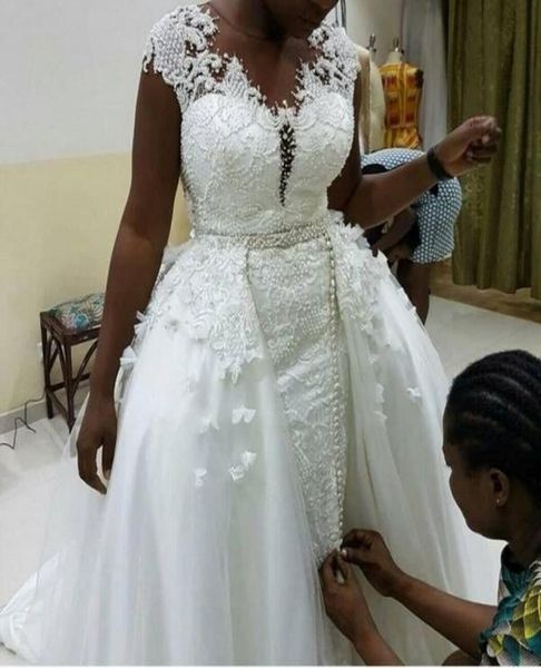african lace wedding dresses with detachable train handwork cap sleeves sheer neck plus size bridal gown vestidos de novia9091955, White
african lace wedding dresses with detachable train handwork cap sleeves sheer neck plus size bridal gown vestidos de novia9091955, White