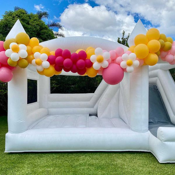 bounce house with slide for wedding inflatable white bounce house bouncy castle air bouncer combo for kids adults party