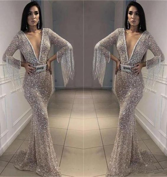 sparkly silver prom dresses bling bling sequined mermaid evening gowns deep v neck long sleeves with tassel arabic formal party dr2446298, Black
sparkly silver prom dresses bling bling sequined mermaid evening gowns deep v neck long sleeves with tassel arabic formal party dr2446298, Black