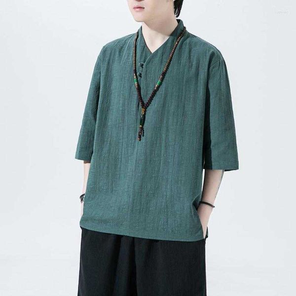 men's t shirts 2022 chinese style summer thin linen t-shirts loose plus size short sleeve ethnic casual tai chi v-neck men clothing, White;black
men's t shirts 2022 chinese style summer thin linen t-shirts loose plus size short sleeve ethnic casual tai chi v-neck men clothing, White;black