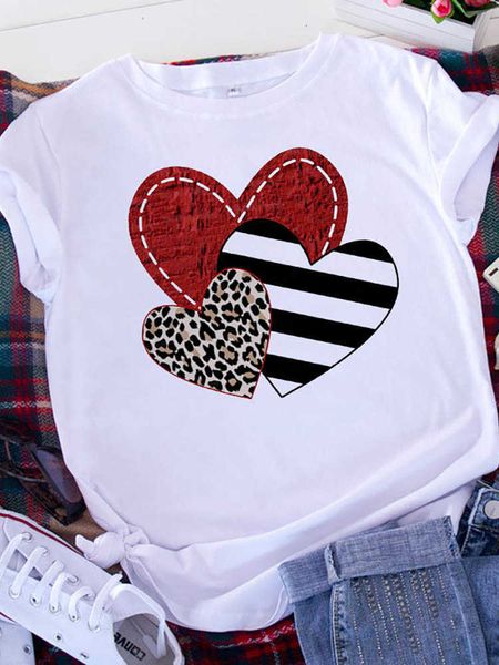 

Brand Fashion Women Summer T T-shirt Graphic Shirt Printed Free Spirit Brave Soul Short Sleeve Leopard Love Tshirt Valentine's Day Heart Woman Tee, Black-2558