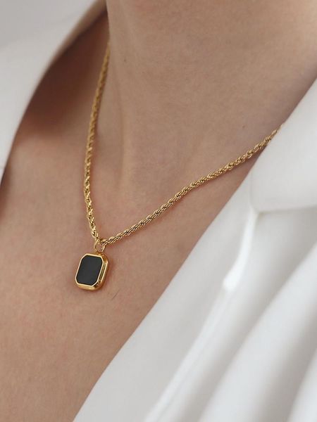necklaces titanium with 18k gold twrist chain black stone necklace women jewelry punk party t show runway designer club japan korean ins, Silver
necklaces titanium with 18k gold twrist chain black stone necklace women jewelry punk party t show runway designer club japan korean ins, Silver