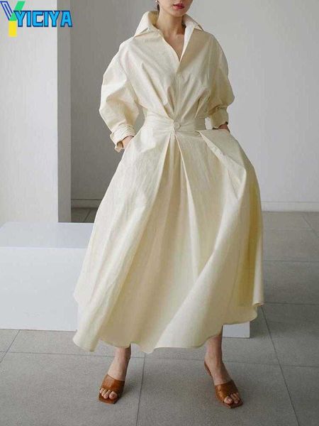 yiciya casual dresses women beige pleated long big size elegant dress lapel sleeve loose fit fashion tide spring autumn 2023, Black;gray
yiciya casual dresses women beige pleated long big size elegant dress lapel sleeve loose fit fashion tide spring autumn 2023, Black;gray