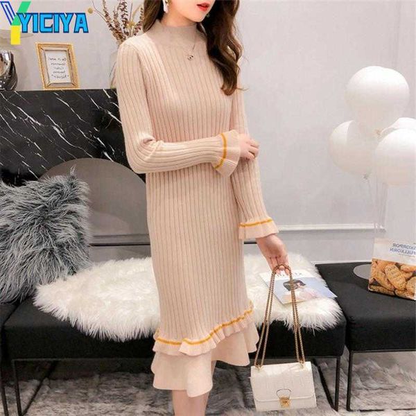 yiciya casual dresses spring women sweater dress turtleneck flare sleeve long ruffle knitted female elastic warm vestidos elegant, Black;gray
yiciya casual dresses spring women sweater dress turtleneck flare sleeve long ruffle knitted female elastic warm vestidos elegant, Black;gray