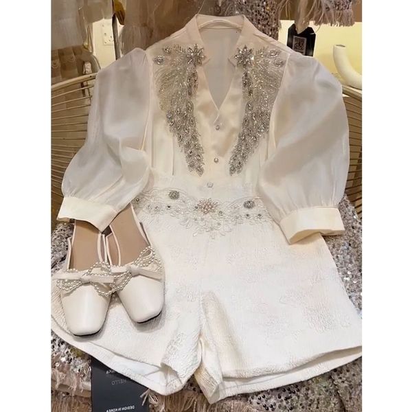 women's two piece pants jacquard wide leg white shorts korean v neck puff short sleeve shirt women 2 sets spring blouse lady 230520
women's two piece pants jacquard wide leg white shorts korean v neck puff short sleeve shirt women 2 sets spring blouse lady 230520