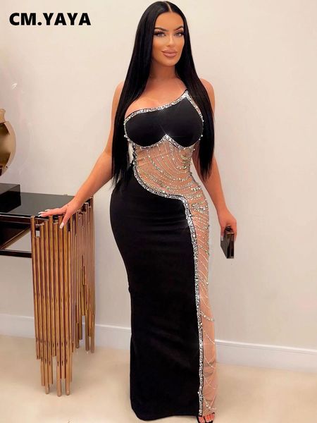 basic casual dresses cm yaya women one shoulder sleeveless mesh patchwork diamonds maxi long dress 2023 ins club evening party vestidos 2305, Black;gray
basic casual dresses cm yaya women one shoulder sleeveless mesh patchwork diamonds maxi long dress 2023 ins club evening party vestidos 2305, Black;gray