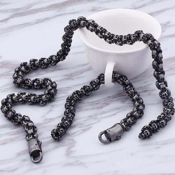 necklaces 12mm wide stainless steel mens skull link chain necklace men punk gothic choker skeleton bracelet men man 50 70cm long necklaces, Silver
necklaces 12mm wide stainless steel mens skull link chain necklace men punk gothic choker skeleton bracelet men man 50 70cm long necklaces, Silver