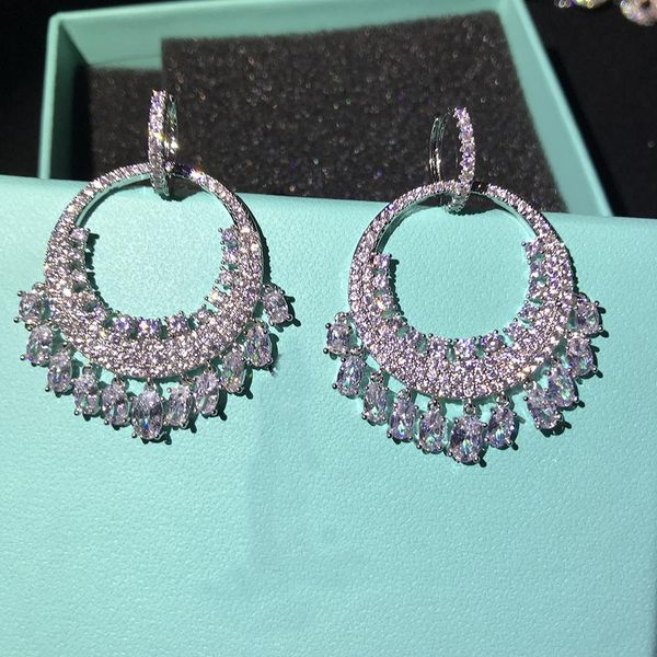 knot ladies circle loop earring cubic zircon stone hanging drop big round earrings jewelry for wedding, Silver
knot ladies circle loop earring cubic zircon stone hanging drop big round earrings jewelry for wedding, Silver