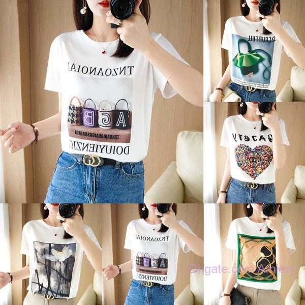 women's designer t shirt front silk back cotton satin printed loose size 2023 korean summer short sleeved t-shirt womens tees tshirts, White
women's designer t shirt front silk back cotton satin printed loose size 2023 korean summer short sleeved t-shirt womens tees tshirts, White