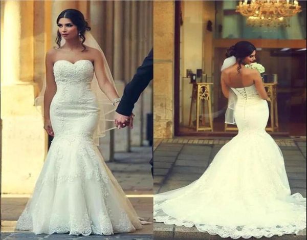 2019 new saudi arabic mermaid wedding dresses sweetheart laceup back appliques long bridal gowns sweep train plus size3814652, White
2019 new saudi arabic mermaid wedding dresses sweetheart laceup back appliques long bridal gowns sweep train plus size3814652, White