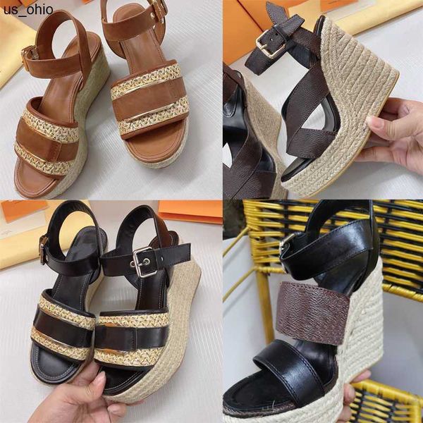 sandals 2023 designer wedge sandals star board sandal women high heel espadrilles natural perforated calf leather high heels lady slides out, Black
sandals 2023 designer wedge sandals star board sandal women high heel espadrilles natural perforated calf leather high heels lady slides out, Black