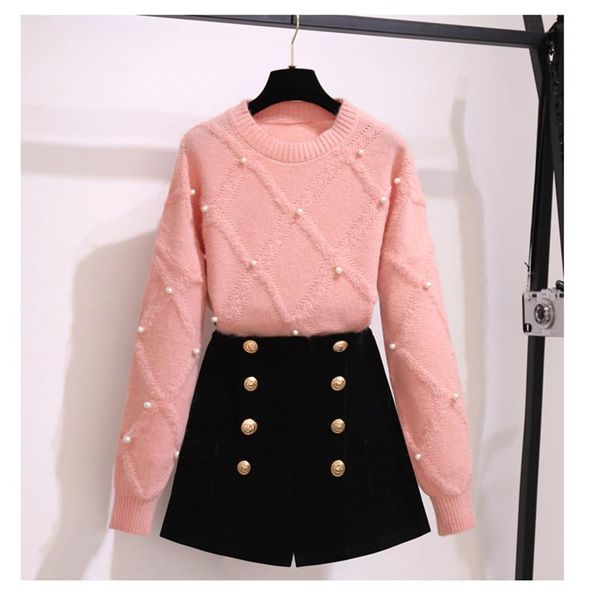 dress new autumn winter two piece set tracksuit women elegant beading knitted sweater+doublebreasted high waist pants two piece set, White
dress new autumn winter two piece set tracksuit women elegant beading knitted sweater+doublebreasted high waist pants two piece set, White