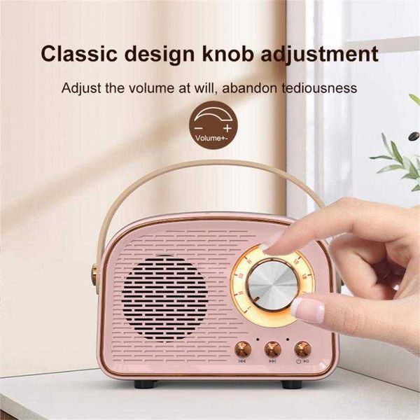 Image of Cell Phone Speakers DW21 Retro Bluetooth Stereo Speaker Portable Wireless Mini Sound Box Home Outdoor Small Speaker Subwoofer Music Radio Z0522