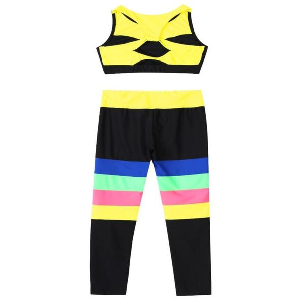 running sets kids girls sport suit colorful sleeveless keyhole back color block stripes cropped vest and pants set for yogaru3254227, Black;blue
running sets kids girls sport suit colorful sleeveless keyhole back color block stripes cropped vest and pants set for yogaru3254227, Black;blue