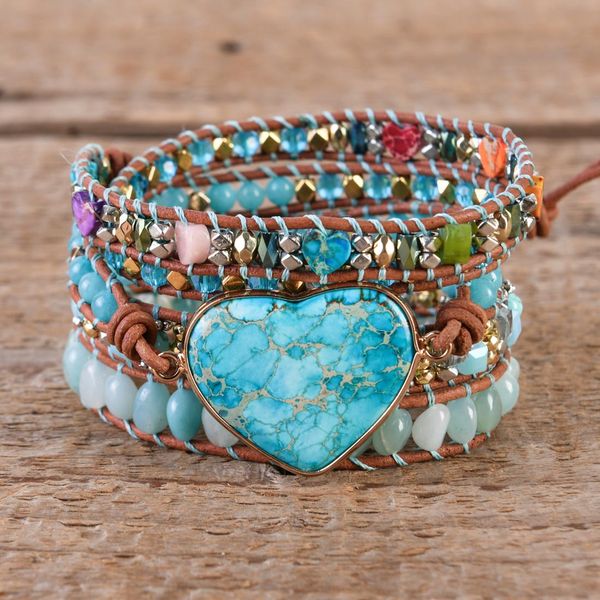 bangle premium classic heart shape leather wrap bracelets w/ mix stone jaspers beads strand bracelet classic jewelry bijoux dropship, Black
bangle premium classic heart shape leather wrap bracelets w/ mix stone jaspers beads strand bracelet classic jewelry bijoux dropship, Black