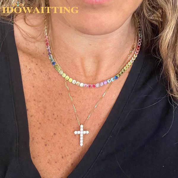 necklaces bling 4mm rainbow cz tennis chain necklace for women gold plated luxury iced out colorful choker jewelry 16inches, Silver
necklaces bling 4mm rainbow cz tennis chain necklace for women gold plated luxury iced out colorful choker jewelry 16inches, Silver