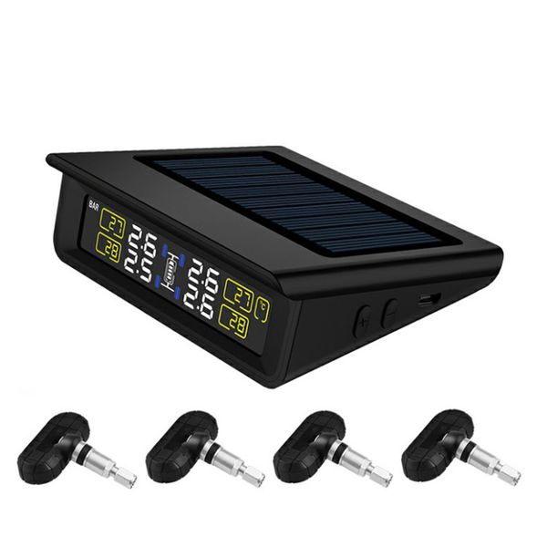 tpms tyre pressure monitoring system solar power lcd display with 4 internal/external sensor replaceable battery psi/bar mode
tpms tyre pressure monitoring system solar power lcd display with 4 internal/external sensor replaceable battery psi/bar mode