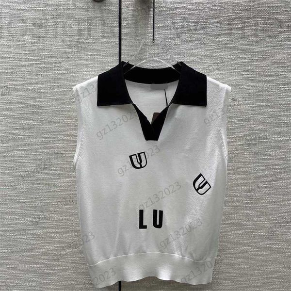 women's tanks & camis designer brand color contrast patchwork lapel design sleeveless vest front letters print spring summer style knit, White
women's tanks & camis designer brand color contrast patchwork lapel design sleeveless vest front letters print spring summer style knit, White