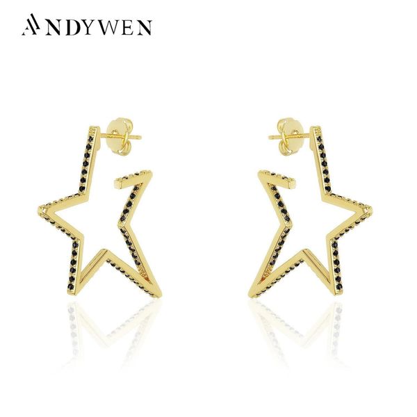 huggie andywen 100% 925 sterling silver gold big star black zircon cz crystal hoops women 2020 rock punk circle round piercing ohrringe, Golden;silver
huggie andywen 100% 925 sterling silver gold big star black zircon cz crystal hoops women 2020 rock punk circle round piercing ohrringe, Golden;silver