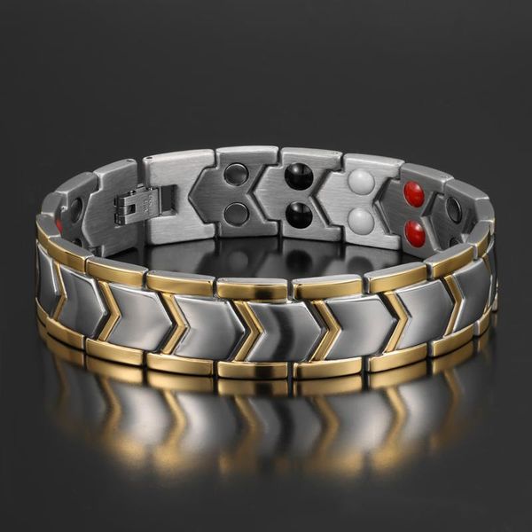 bangle gold color plated titanium steel bracelet for men double row strong magnets negative ion germanium bracelets bangles, Black
bangle gold color plated titanium steel bracelet for men double row strong magnets negative ion germanium bracelets bangles, Black