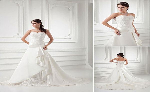 2018 elegant simple aline sweetheart satin wedding dress lace appliques bridal gown ruched lace up9935701, White
2018 elegant simple aline sweetheart satin wedding dress lace appliques bridal gown ruched lace up9935701, White