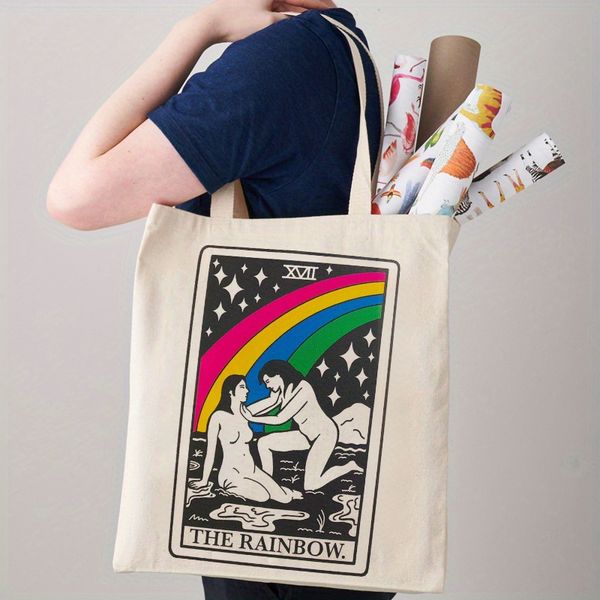 1pc the rainbow lgbt gift beige hand luggage lesbian sapphic tarot card tote bag witchy shopping bag eco bag for pride month
1pc the rainbow lgbt gift beige hand luggage lesbian sapphic tarot card tote bag witchy shopping bag eco bag for pride month