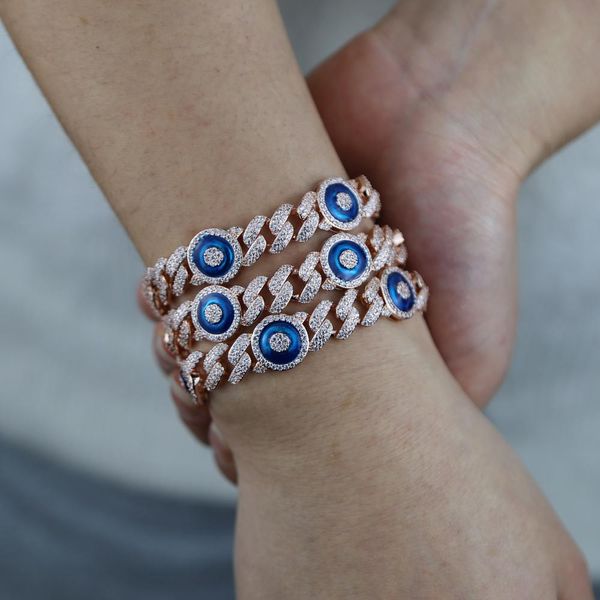 bangle rose gold color iced out bling 9mm width cuban cubic zirconia cz link chain lucky turkish evil eye charm women bracelet jewelry, Black
bangle rose gold color iced out bling 9mm width cuban cubic zirconia cz link chain lucky turkish evil eye charm women bracelet jewelry, Black