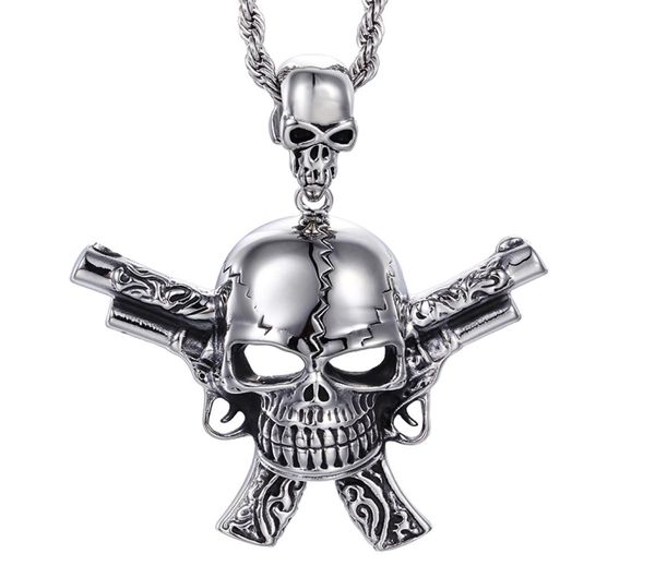 large casting silver 316l stainless steel biker skeleton skull double pistol pendants gothic necklace men039s cool jewelry gift7327229
large casting silver 316l stainless steel biker skeleton skull double pistol pendants gothic necklace men039s cool jewelry gift7327229