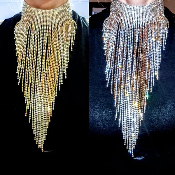 necklaces bohemian long tassel big necklace clear crystal rhinestone chain statement maxi pendants for women ethnic choker jewelry, Silver
necklaces bohemian long tassel big necklace clear crystal rhinestone chain statement maxi pendants for women ethnic choker jewelry, Silver