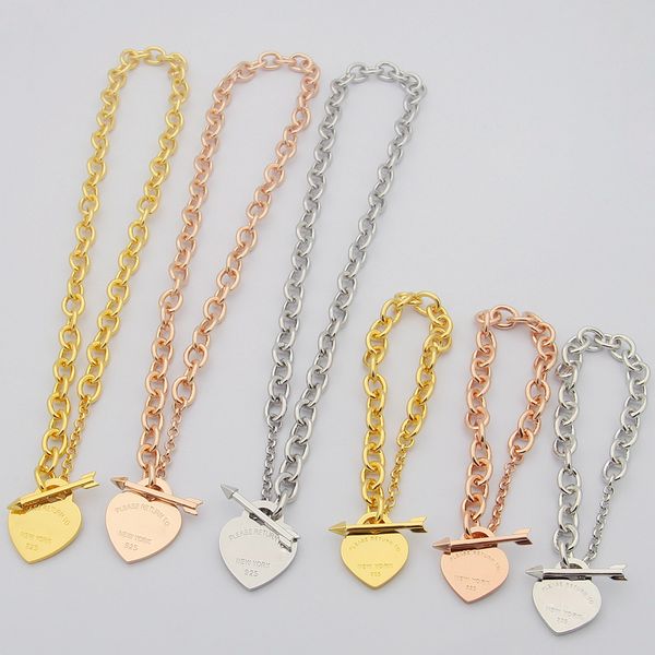 brass luxury necklaces peach heart arrow buckle thick bracelets women designer sets, Silver
brass luxury necklaces peach heart arrow buckle thick bracelets women designer sets, Silver